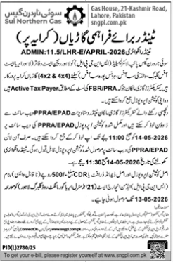 TENDER FOR HIRING OF VEHICLES